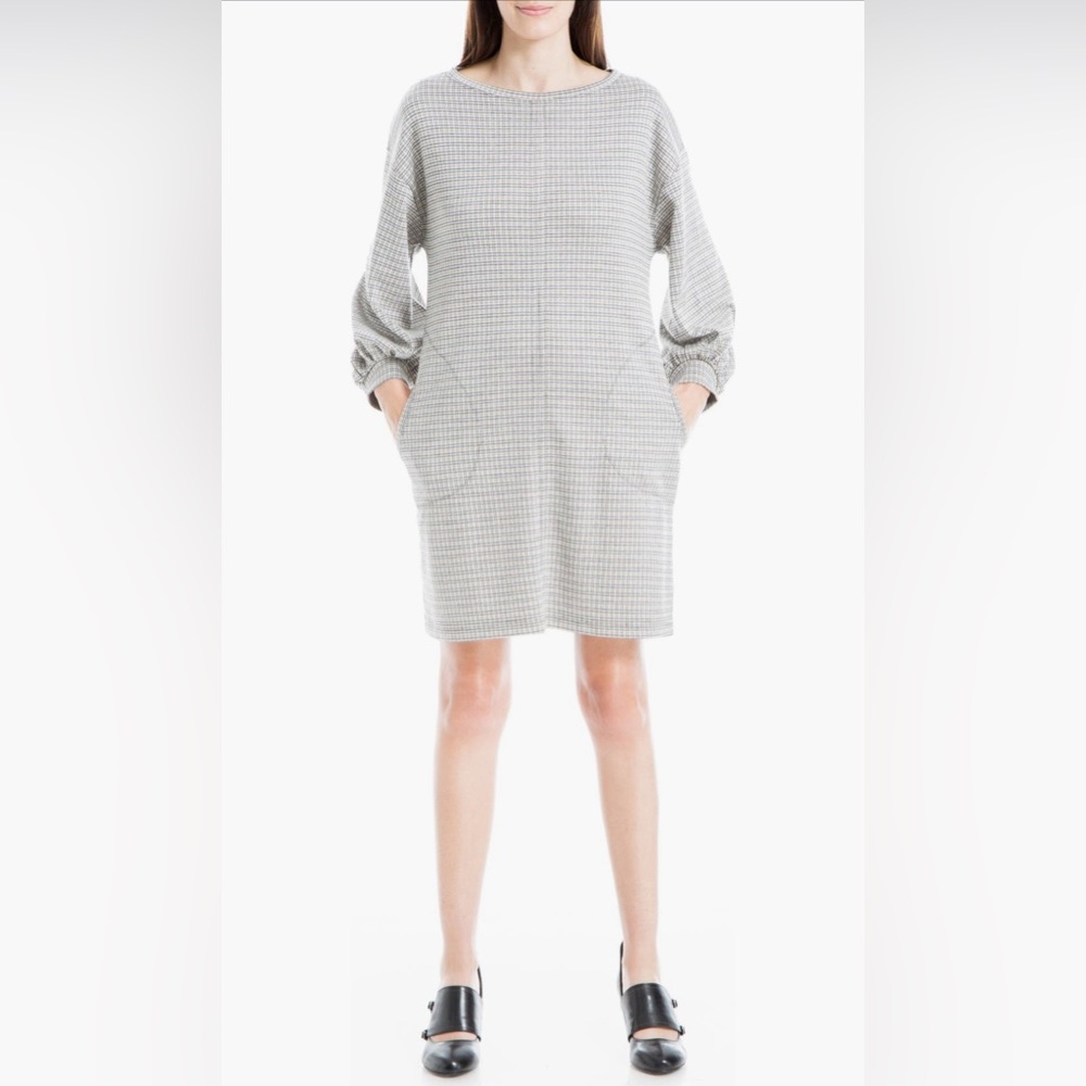 Max Studio Gray Scoop-Neck Knit Tunic Sweater Dress